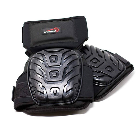 SAFE HANDLER Professional Extra Long Crystal Gel Knee Pads, Black, PR BLSH-HD-PVC-KPL-4BK